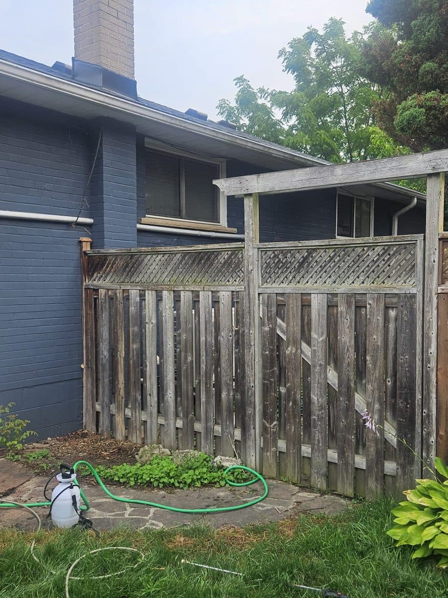 Wood fence and arbour, before